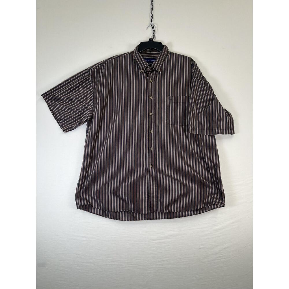 Sutter & Grant Shirt Mens XL Blue Striped Short Sleeve Button Down Casual Pocket